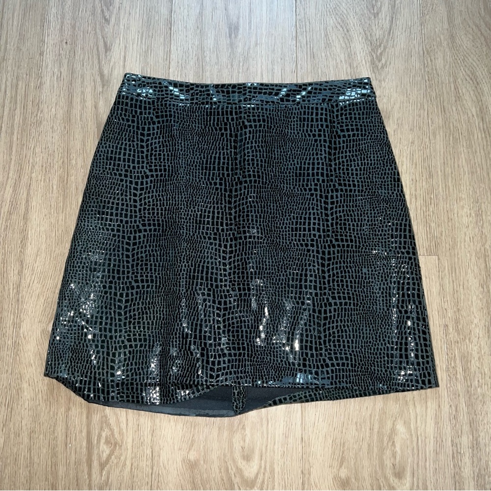 BCBGMaxazria Leather Shiny Print Mini Skirt